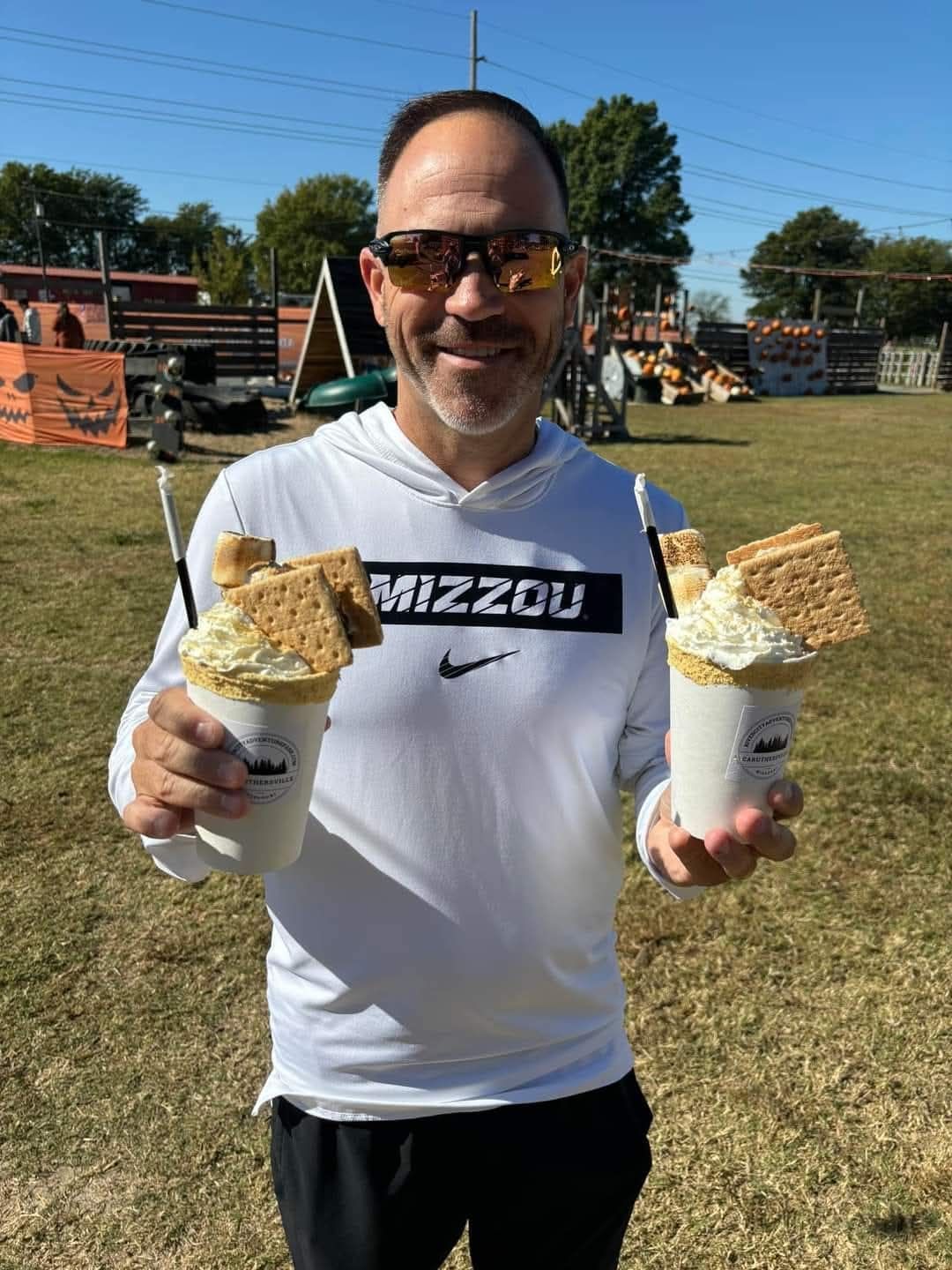 A man enjoying a delicious s'mores milkshake at River City Adventure Park