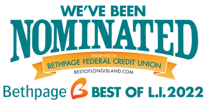 Bethpage Federal Credit Union “We’ve Been Nominated” Best of L.I. 2022 badge on white background