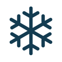 Icono de copo de nieve azul oscuro sobre fondo blanco