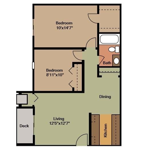 Floorplan - 2 bedroom 1 bath