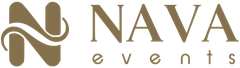 NAVA-evenementenlogo met een goudkleurig, gestileerd 