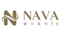 NAVA Events-logo in bruin en goud met een gestileerd N-icoon en de tekst 'event' in kleine letters.