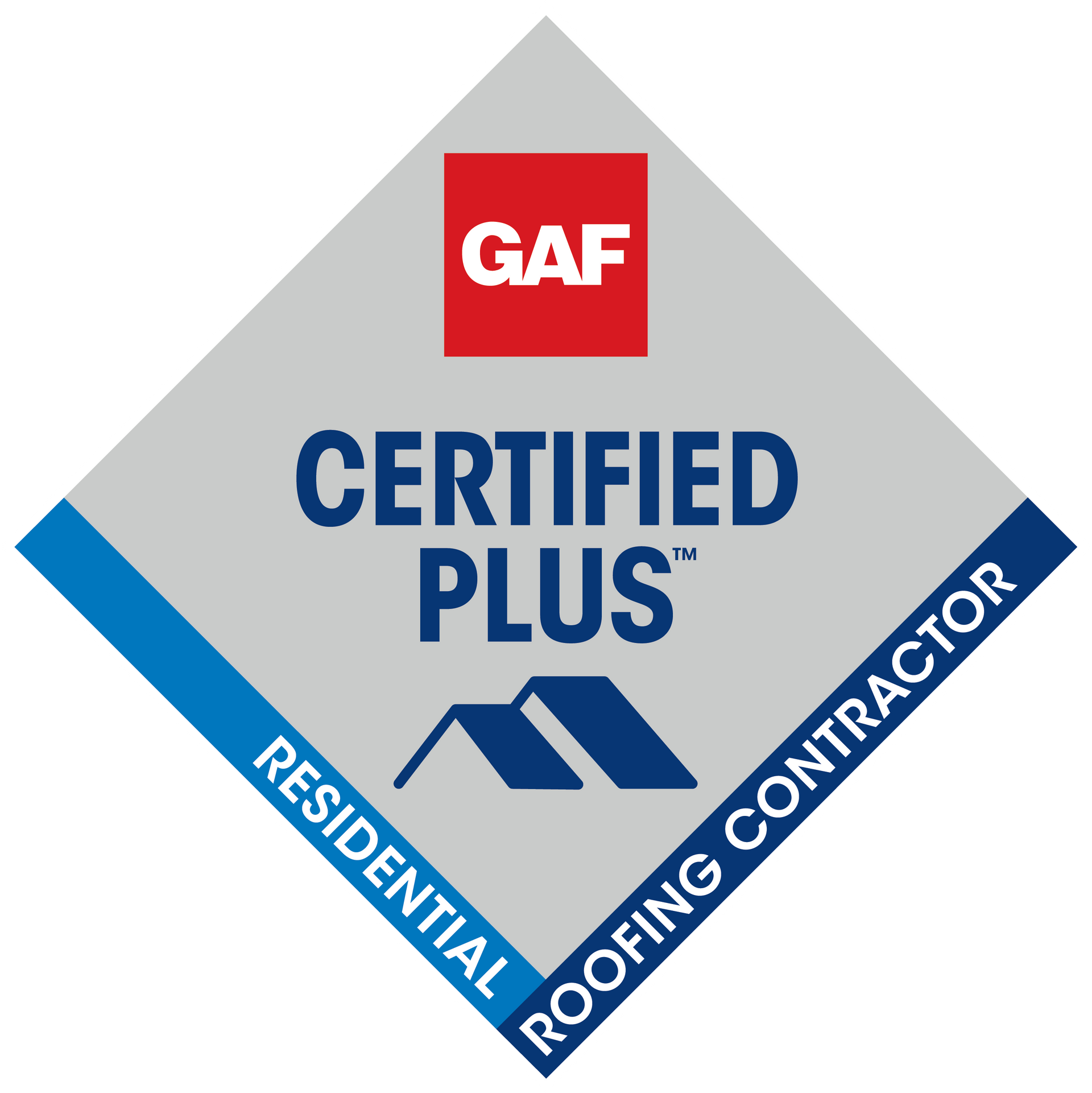 White GAF logo on a red background