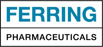 Ferring Pharmaceuticals logo in blue and black text on a white background