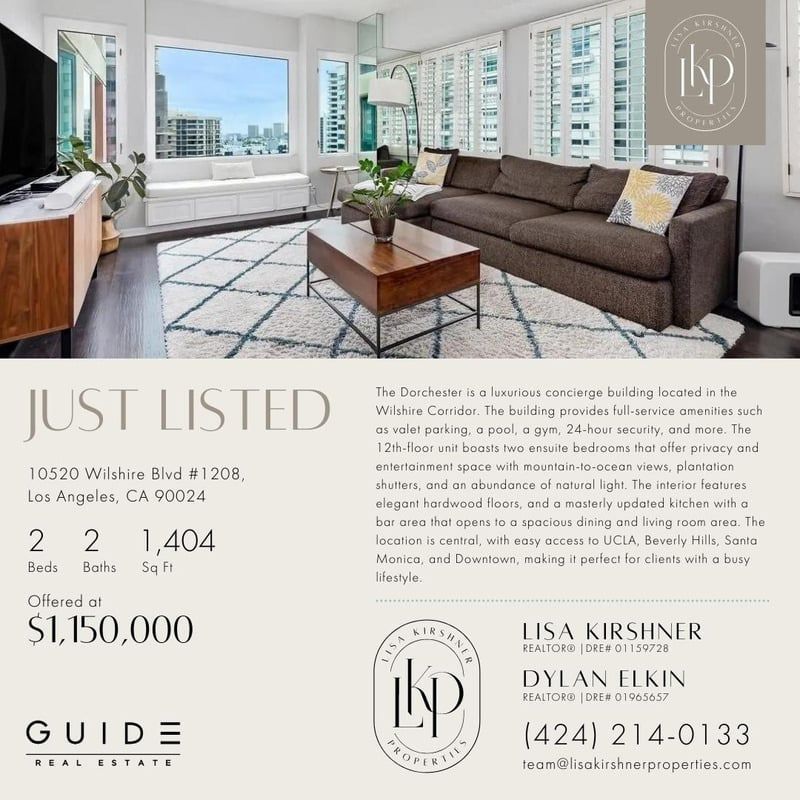 Just Listed: 10520 Wilshire Blvd Infographics - Lisa Kirshner Properties, your first time home buyer partner in Santa Monica