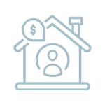 House with a magnifying glass and a dollar sign - Vector Image Icon