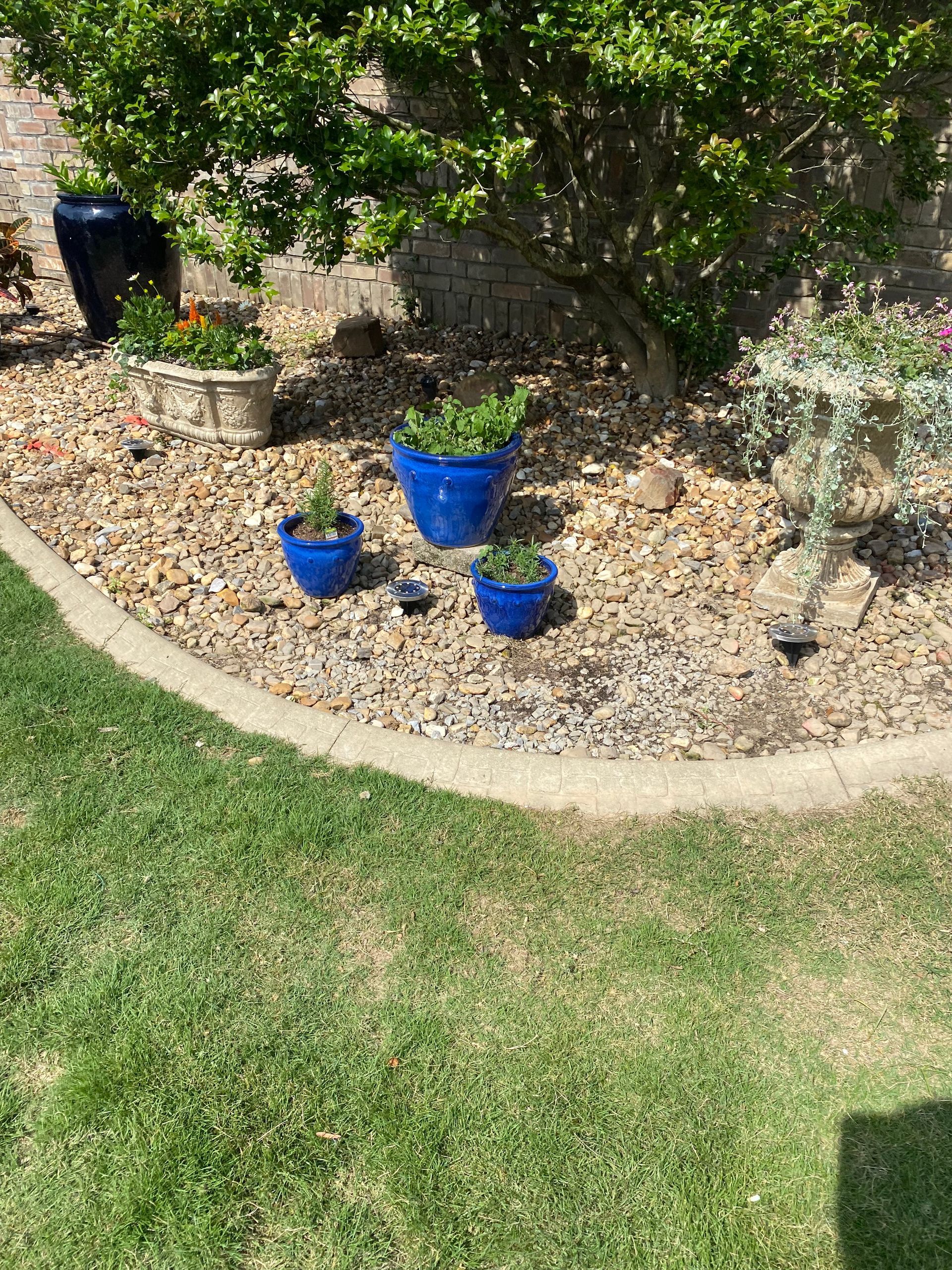 These pots got some new drip irrigation and landscape lighting.