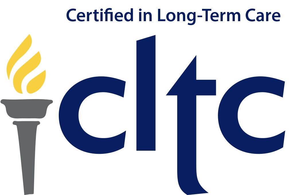 Certified in Long-Term Care logo with blue letters and torch icon