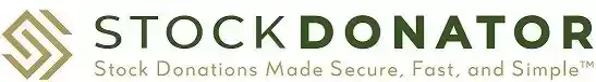 A stock donor logo that says stock donations made secure fast and simple
