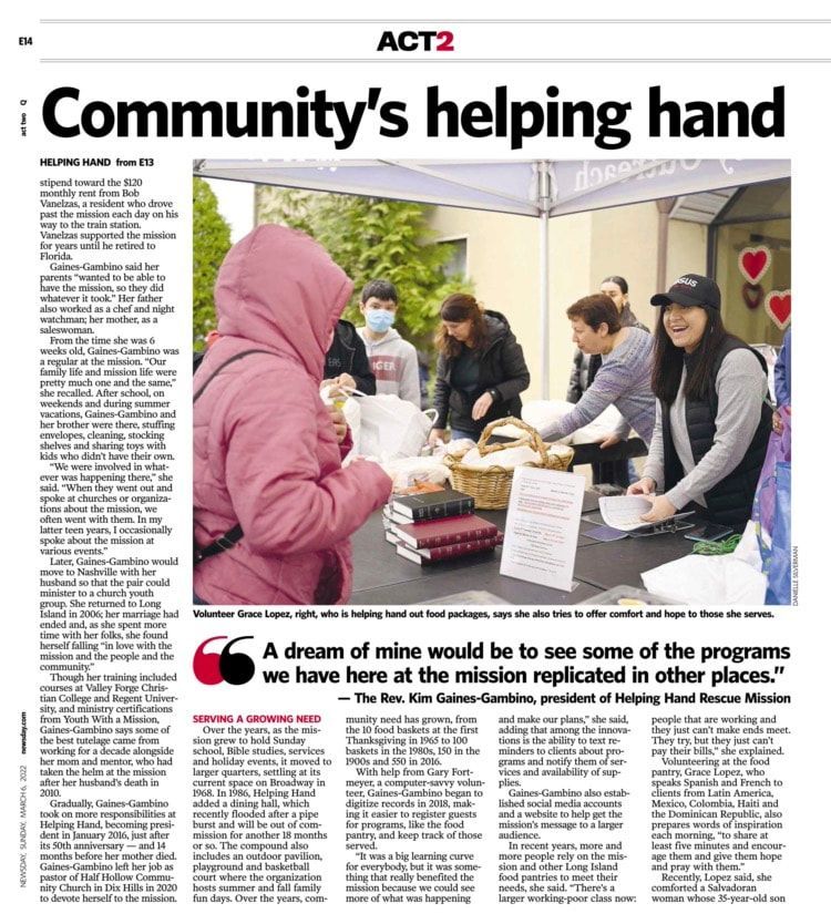 A newspaper article about community 's helping hand