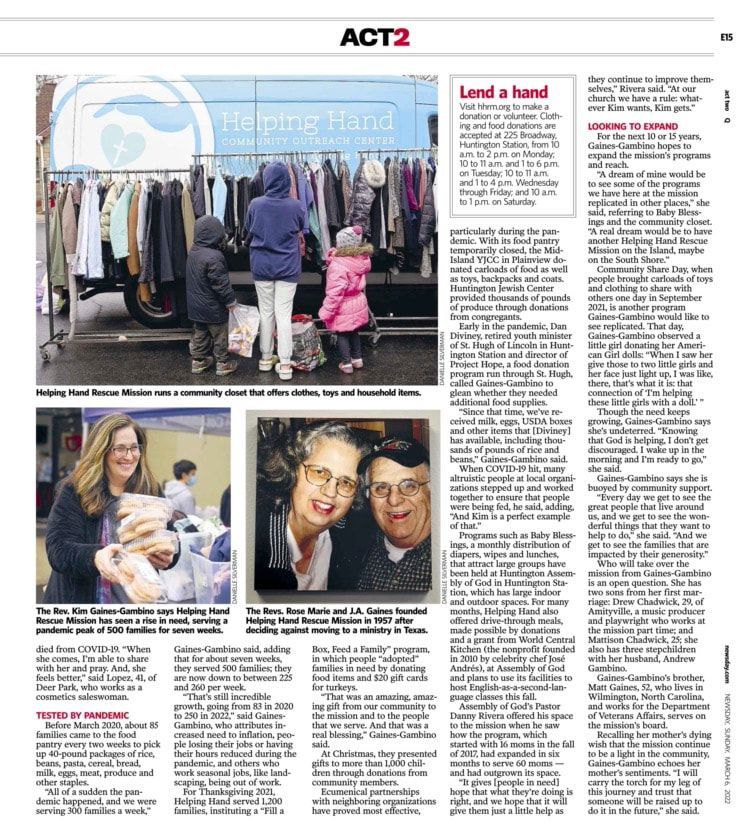 A newspaper article about a land a hand event.