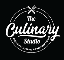 The culinary studio logo is white on a black background.