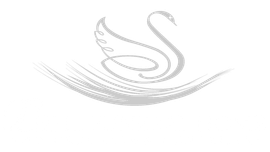 Stylized light gray swan logo with sweeping curved lines on a white background