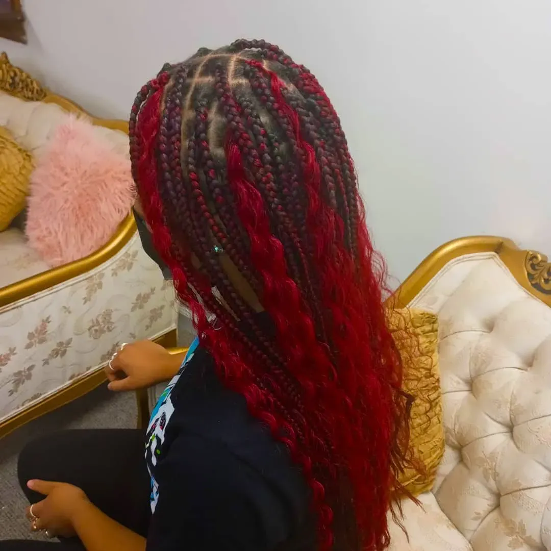 Photo of a girl with a colored and braided hair
