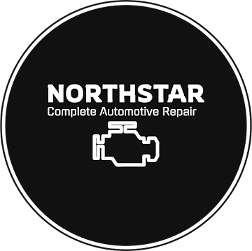 NorthStar Automotive Repair logo on a black circle with a white engine icon and text