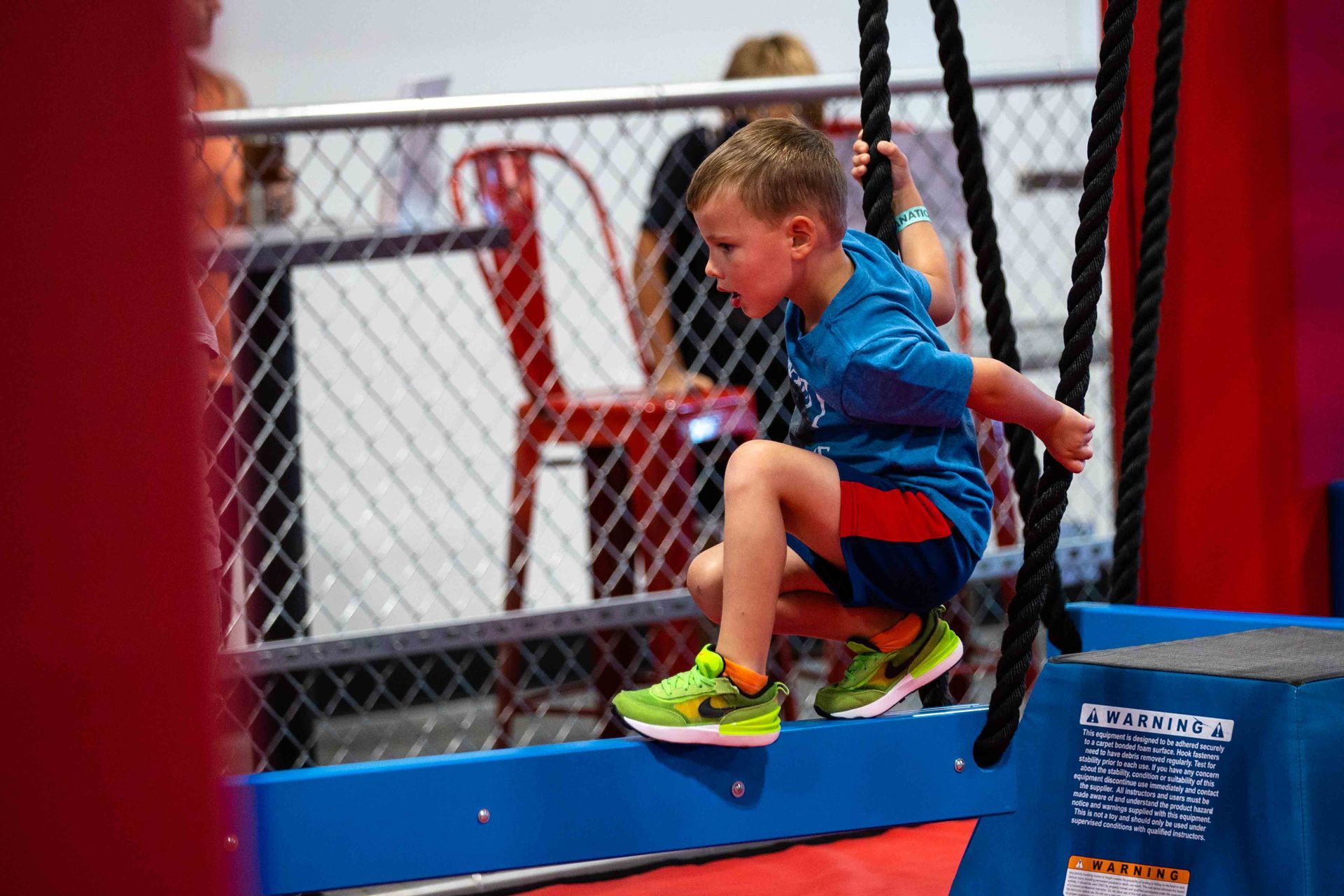 Kids enjoying indoor ninja warrior obstacles at Carolina Ninja Academy in Huntersville NC