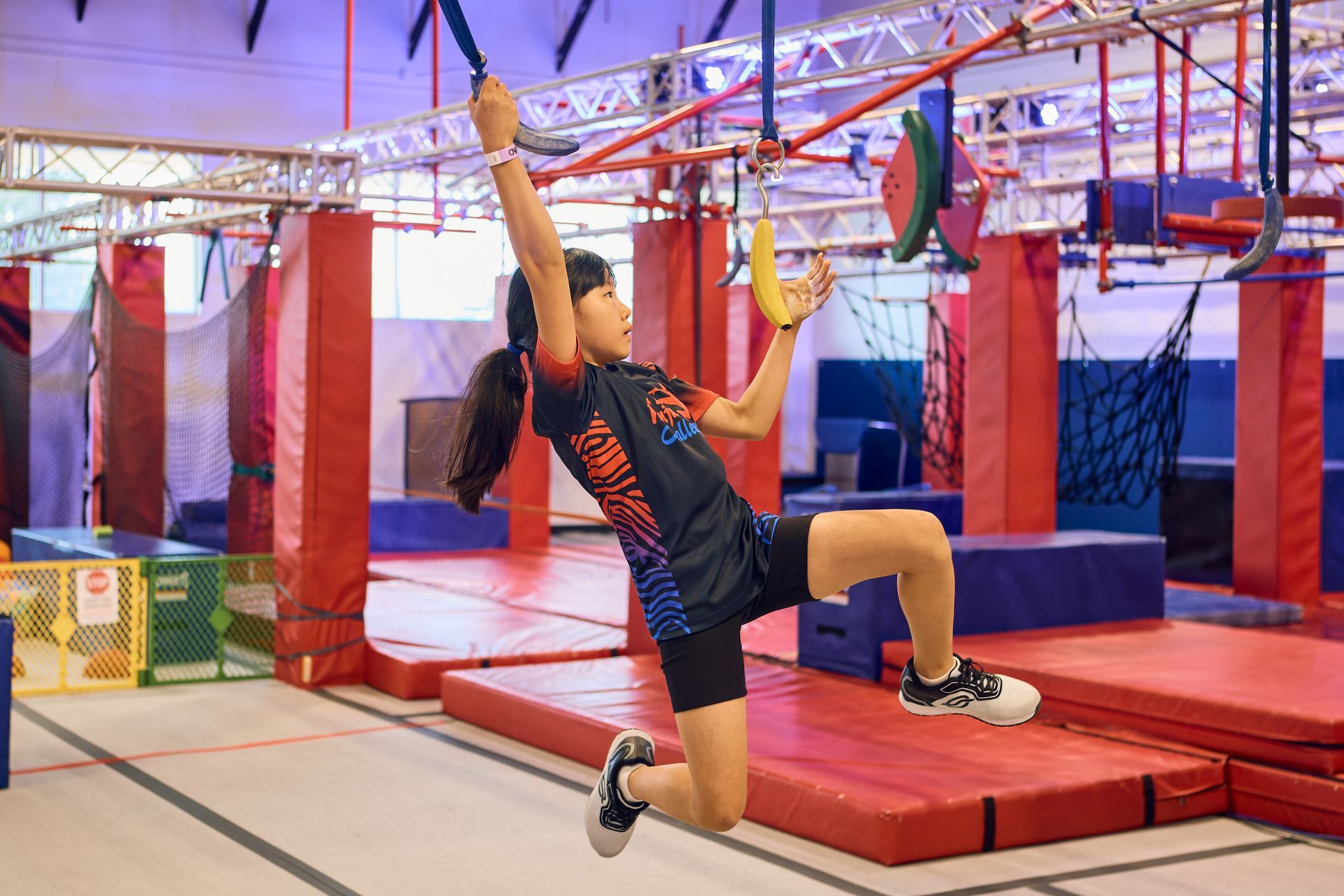 Kids enjoying indoor ninja warrior obstacles at Carolina Ninja Academy in Huntersville NC