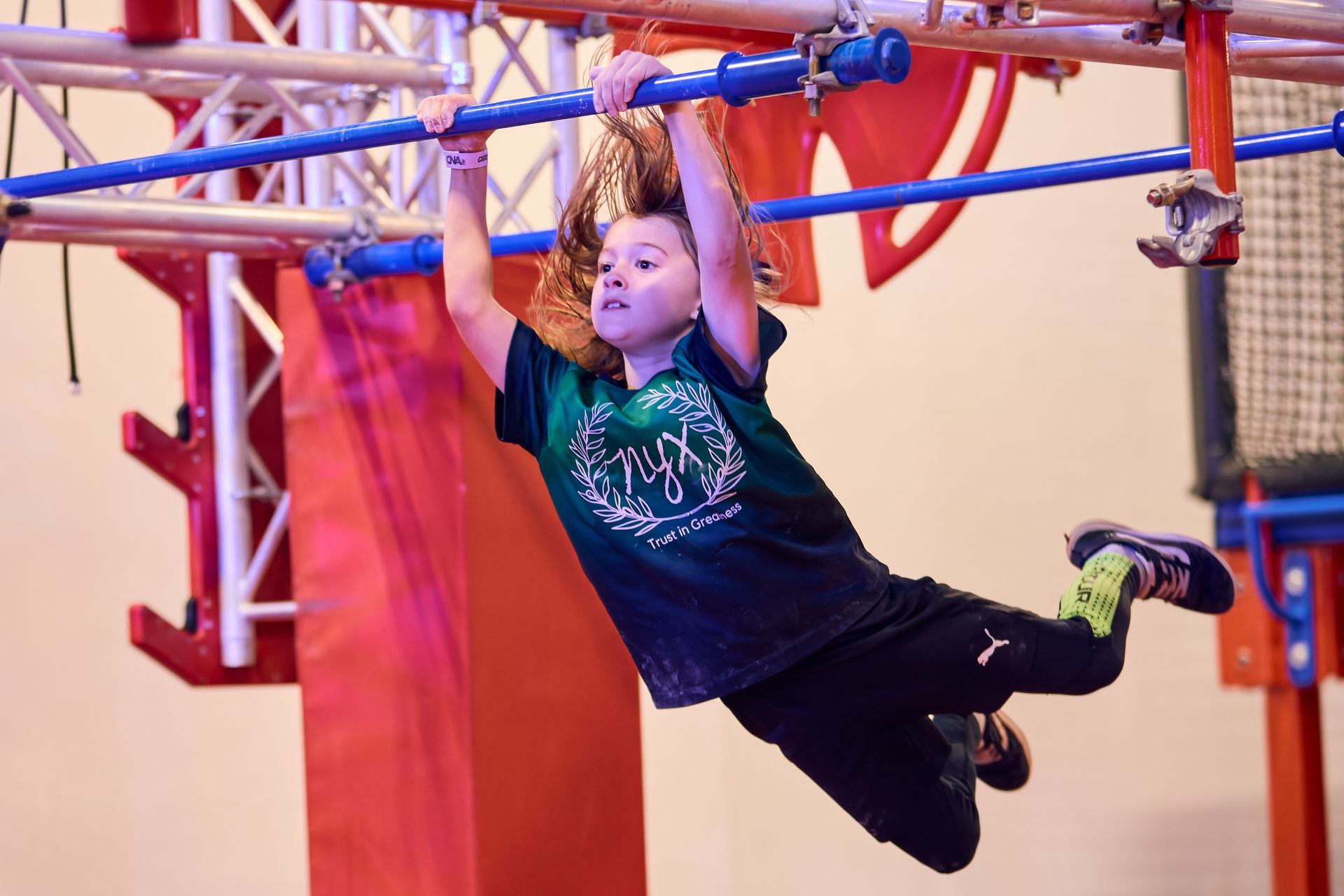 Kids enjoying indoor ninja warrior obstacles at Carolina Ninja Academy in Huntersville NC