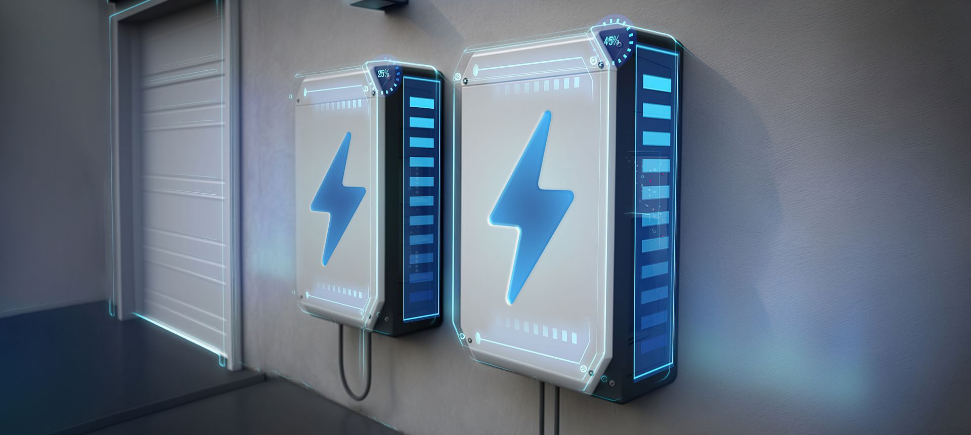 Solar batteries in a garage