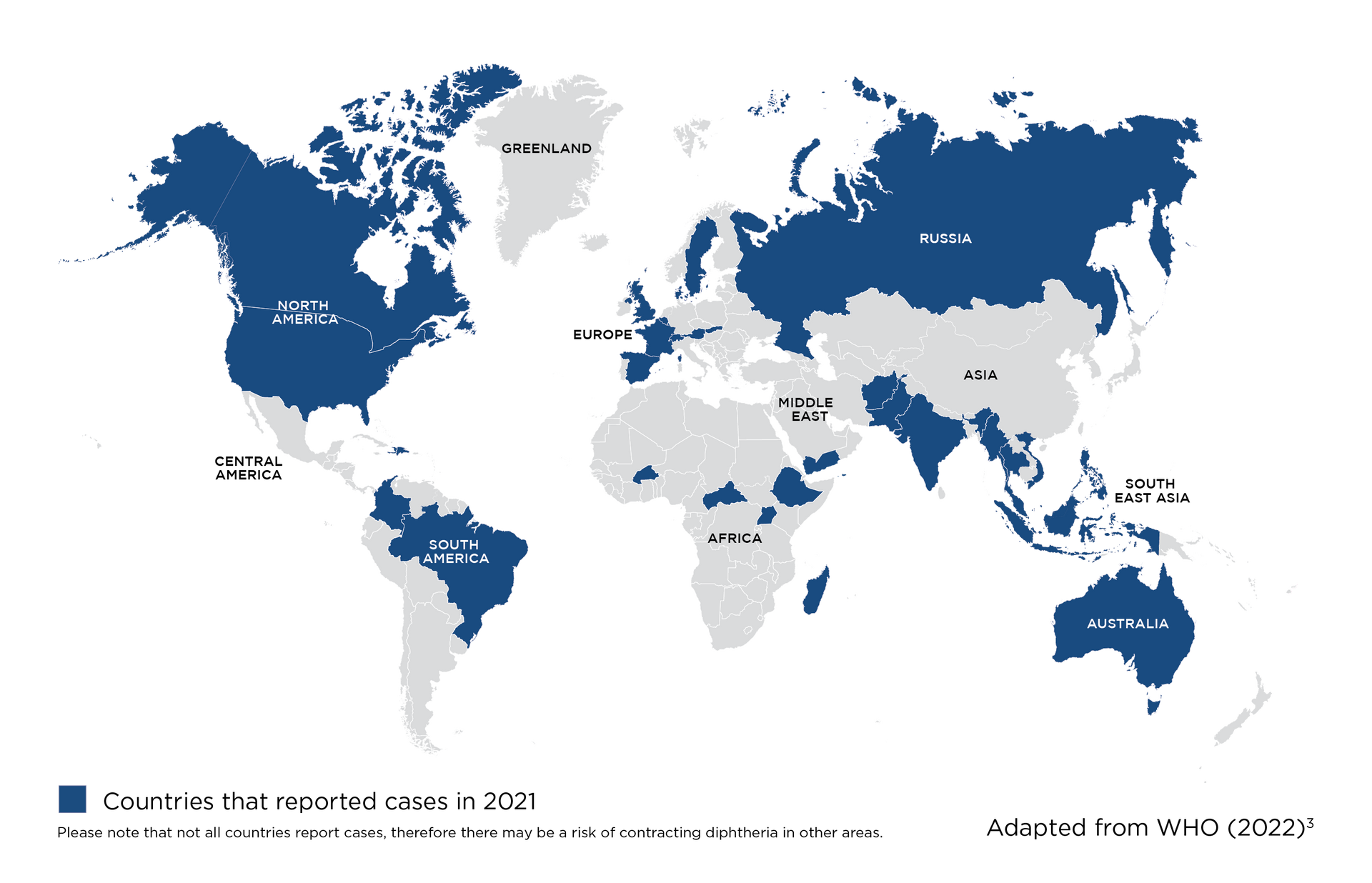 Pays avec Diphetérie dans le monde