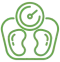 Green outline of a weight scale.