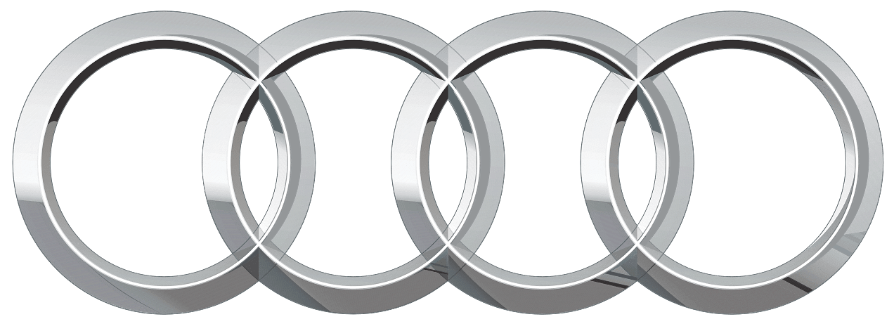 A close up of the audi logo on a white background.