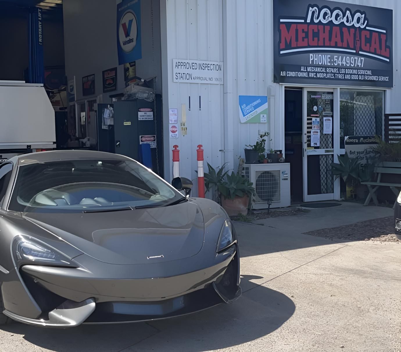 Gray Sports Car is Parked in Front of a Noosa Mechanical Shop — Noosa Mechanical in Noosaville, QLD