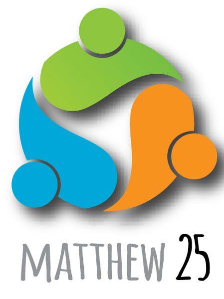 Three-part logo with interlocking shapes in blue, green, and orange; with gray