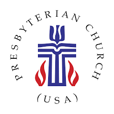 Logo of the Presbyterian Church (USA): blue cross with open book and flames, surrounded by text.