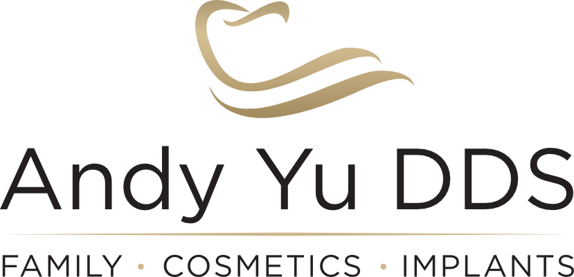 The logo for andy yu dds family cosmetics and implants.