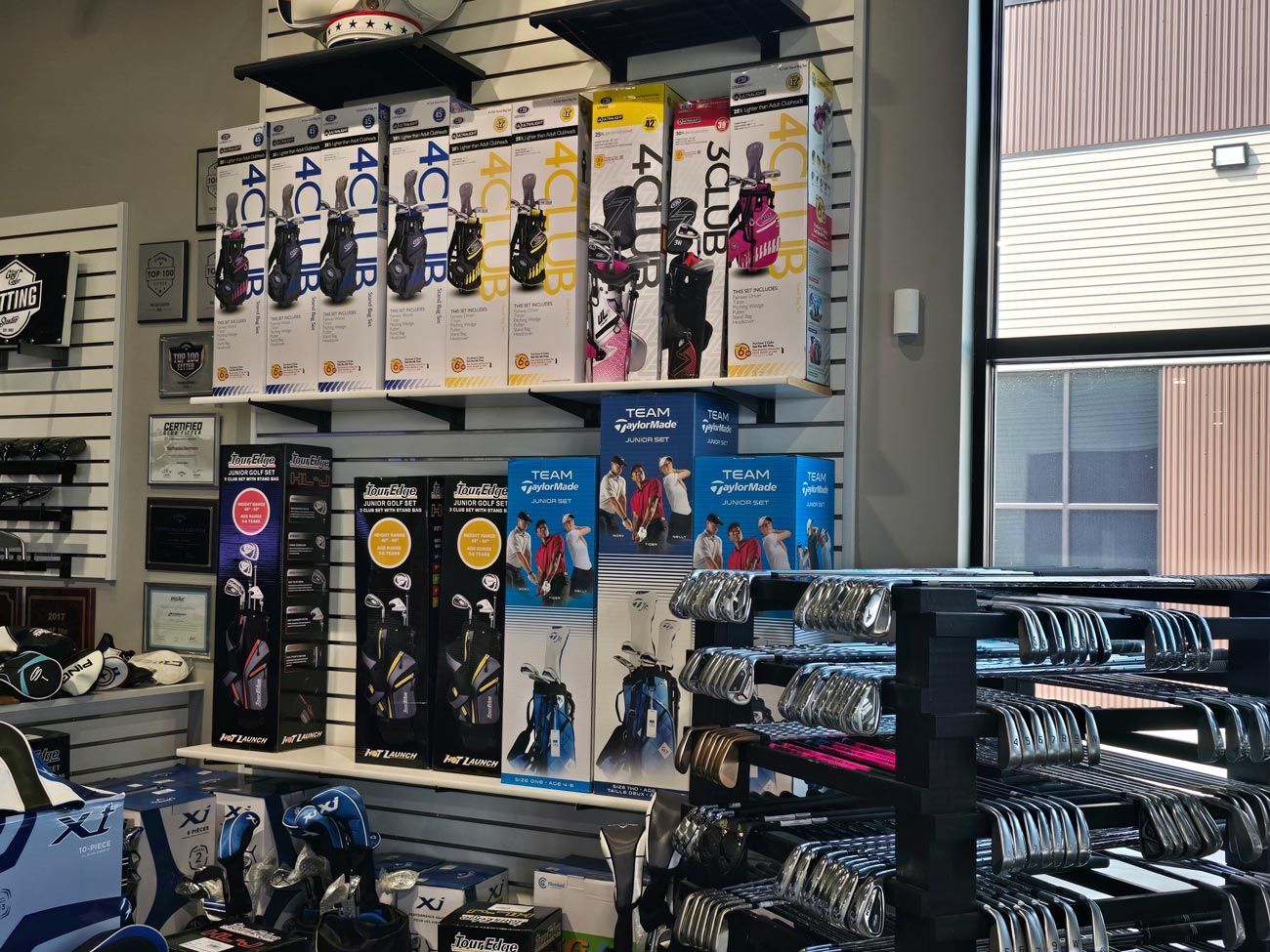 A store filled with lots of boxes on shelves.