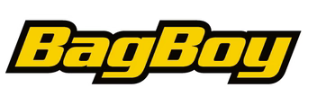A yellow and black logo for bagboy on a white background