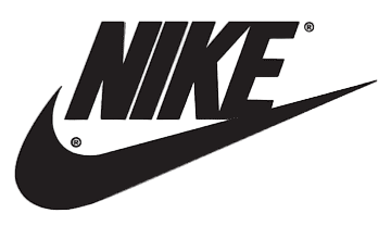 A black and white nike logo on a white background