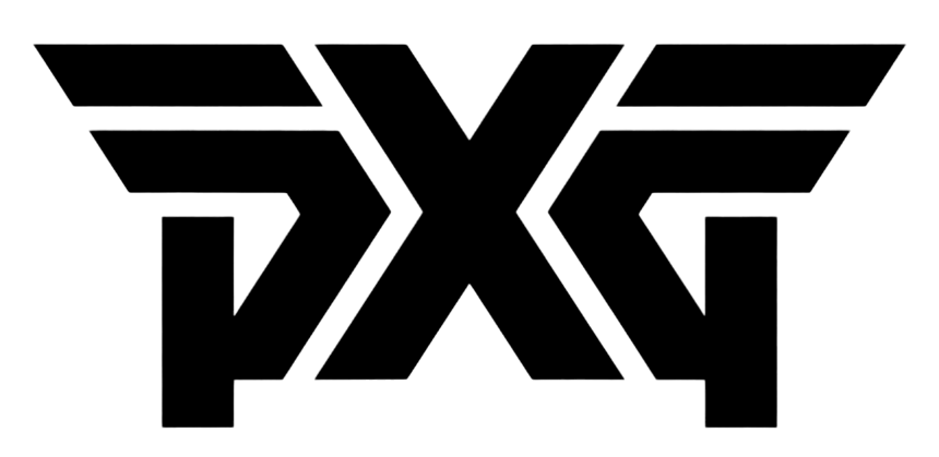 A black and white logo for a company called pxg.