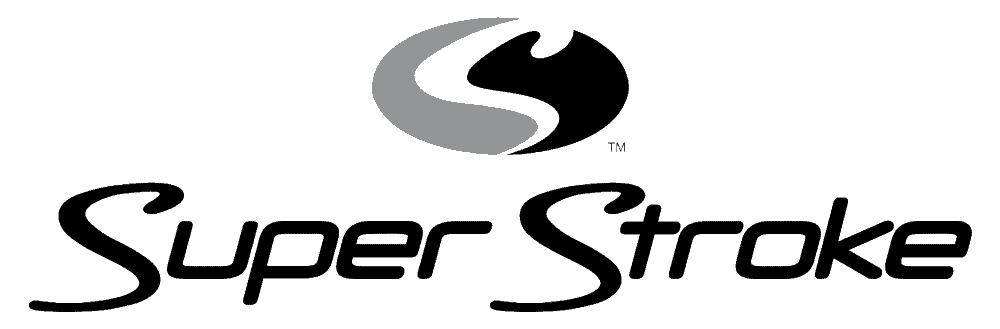 A black and white logo for a company called super stroke