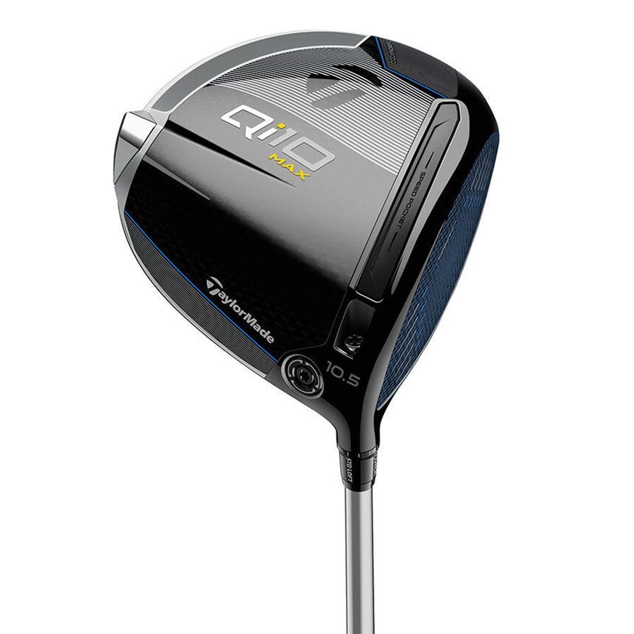 A close up of a golf club on a white background.