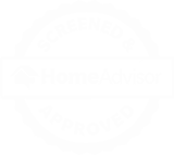 White circular logo with a faint triangular emblem in the center, on a white background