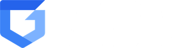 A blue shield with the letter g on it on a white background.