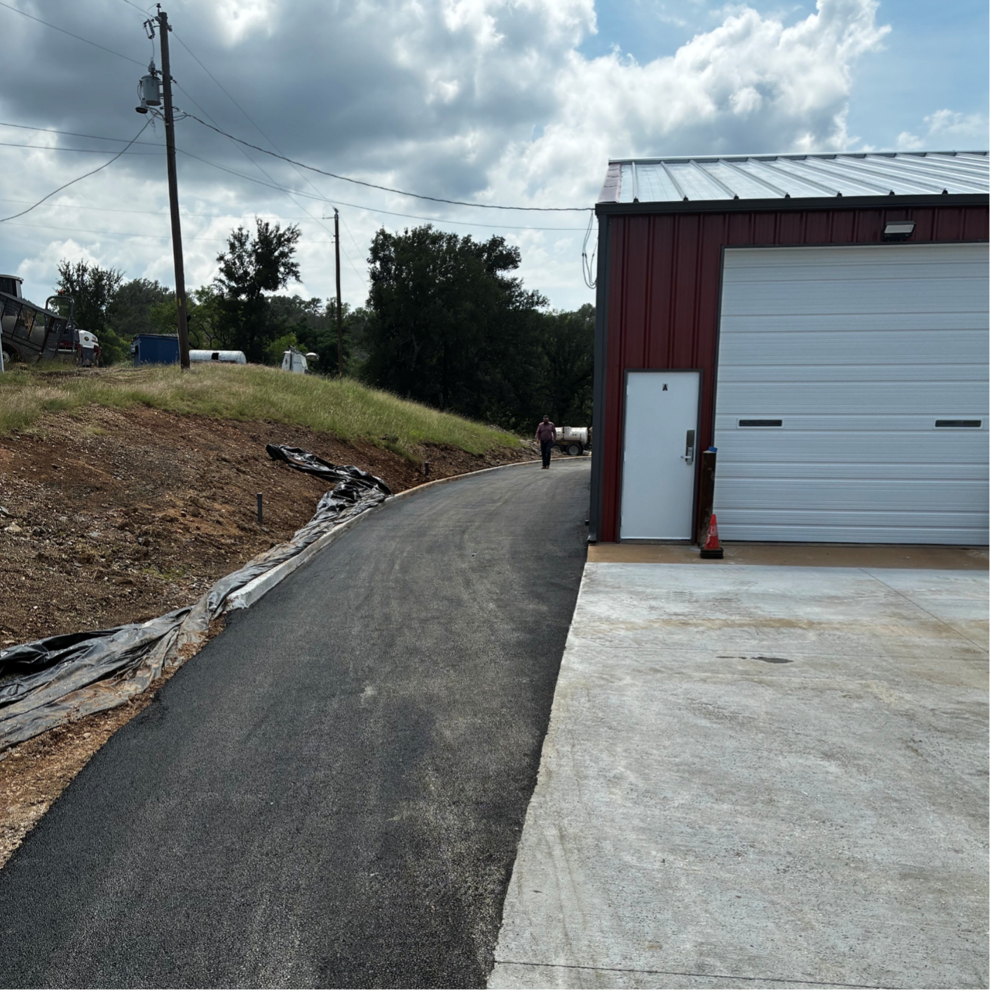 South driveway looking west