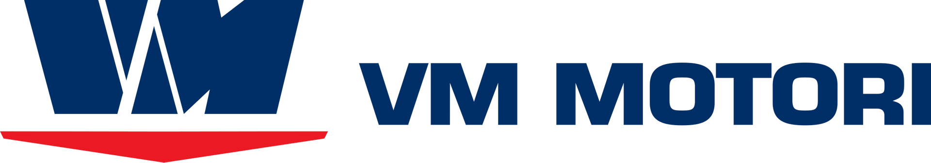 Il logo della vm motori è bianco e nero con una freccia rossa.