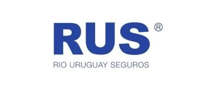 Logotipo de RUS en azul con “Rio Uruguay Seguros” debajo sobre un fondo blanco.