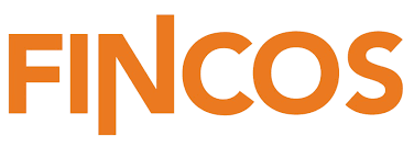 Logotipo naranja de FINCOS sobre fondo blanco
