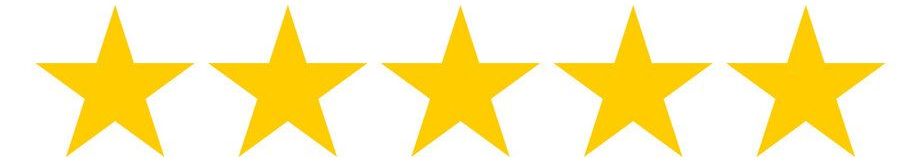 Five yellow stars in a row, indicating a rating of 5 out of 5.