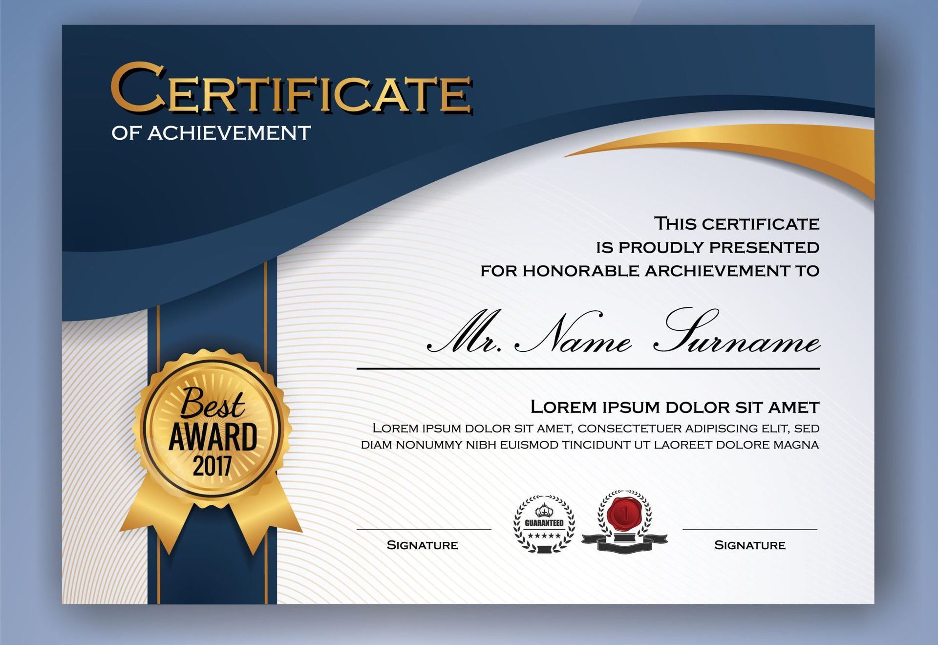 Image of a generic healthcare certificate