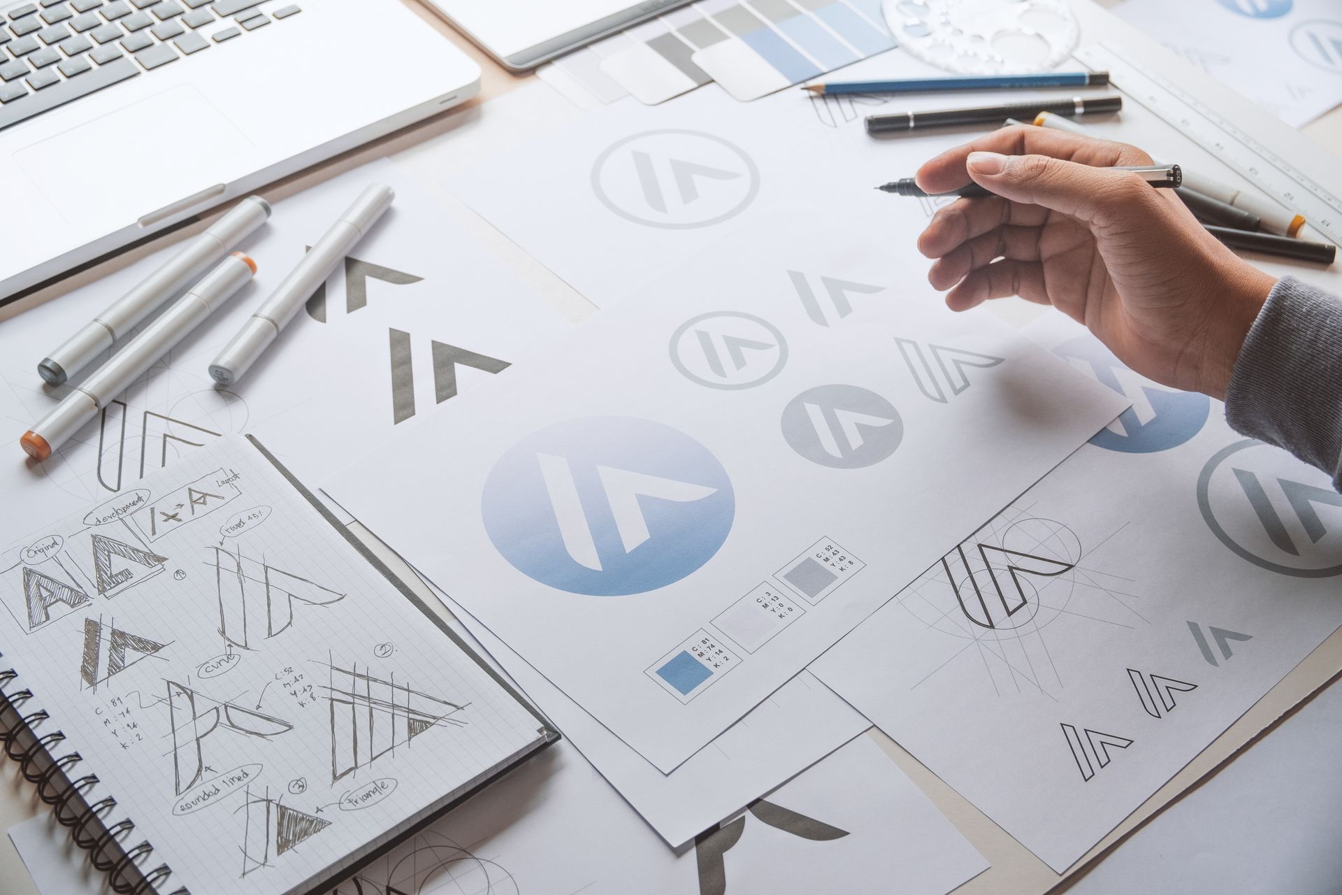 a person designing a logo