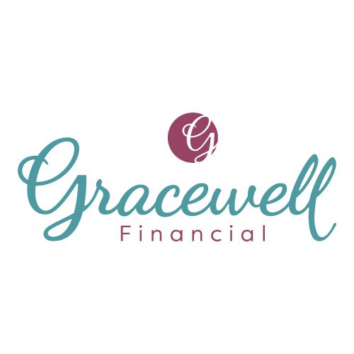 Gracewell Financial logo in teal script with a burgundy monogram on a white background