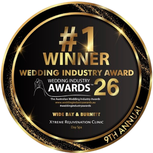 Gold-and-black #1 winner badge for Wedding Industry Awards 2026, 9th annual, Wide Bay & Burnett.