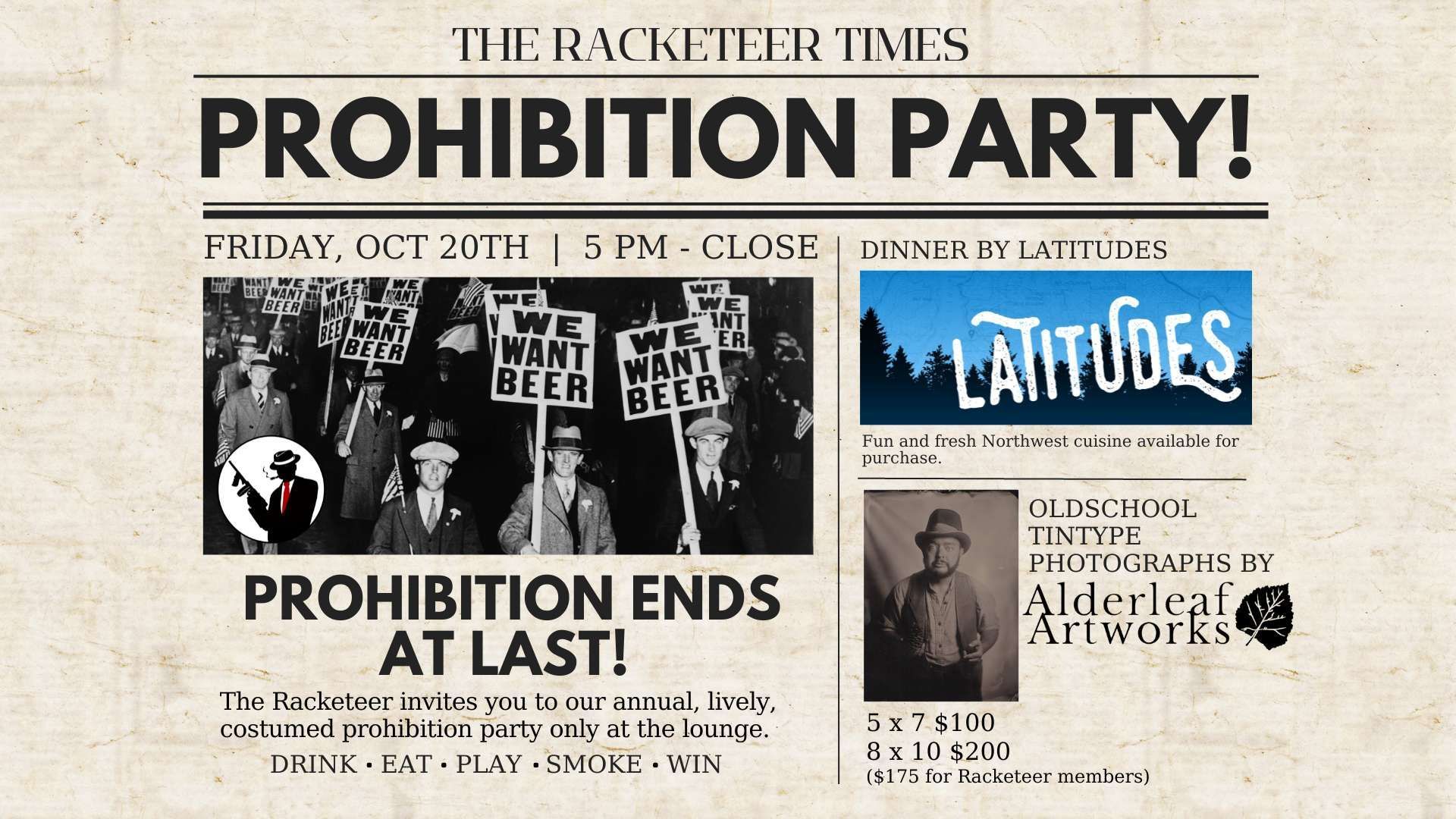 A newspaper advertisement for a prohibition party