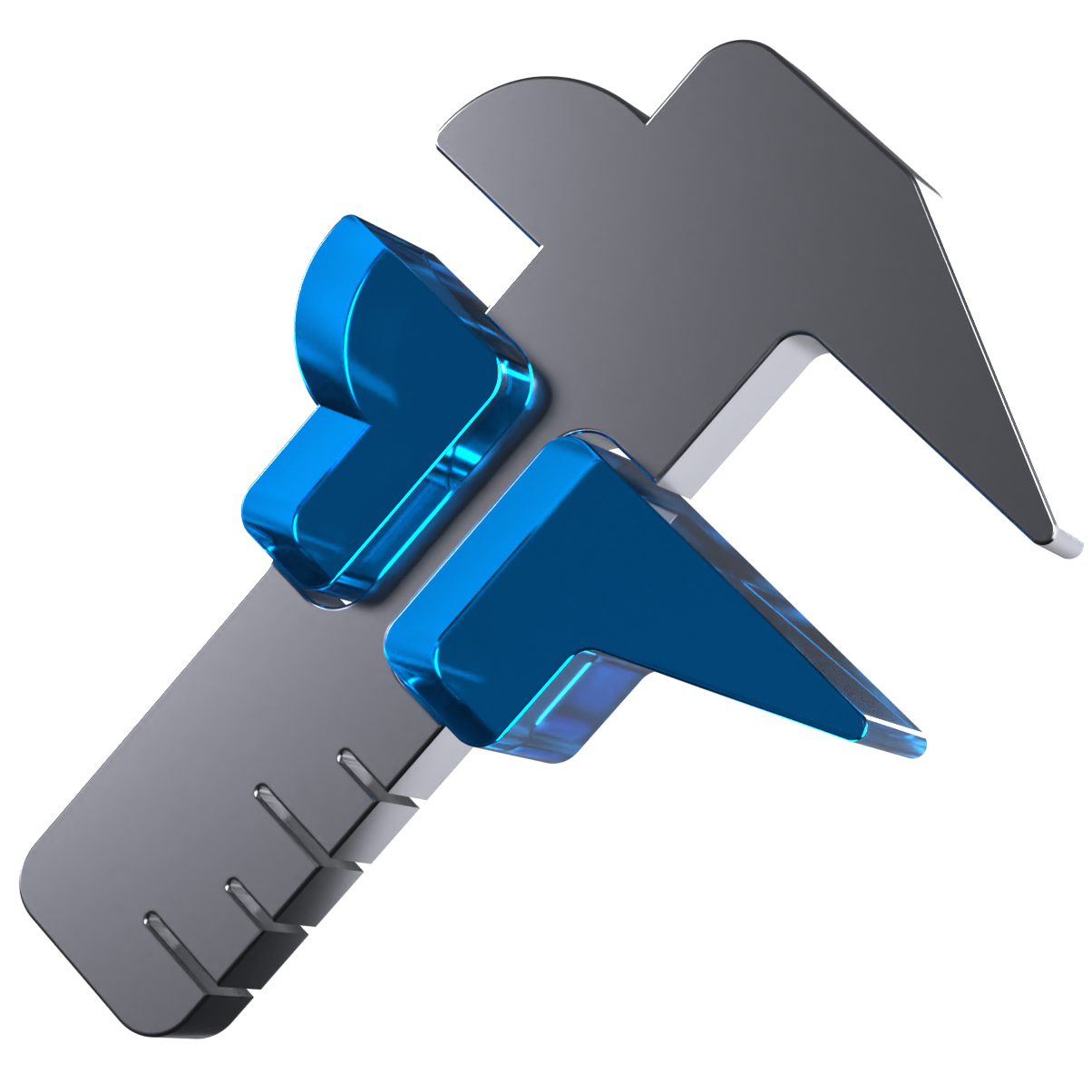 A hammer with a ruler attached to it on a white background