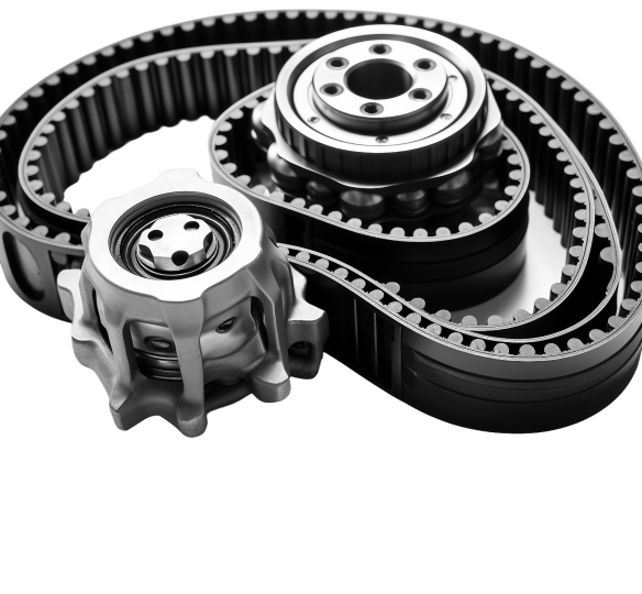 A black and white photo of a belt and bearings | Wind River Auto & Diesel